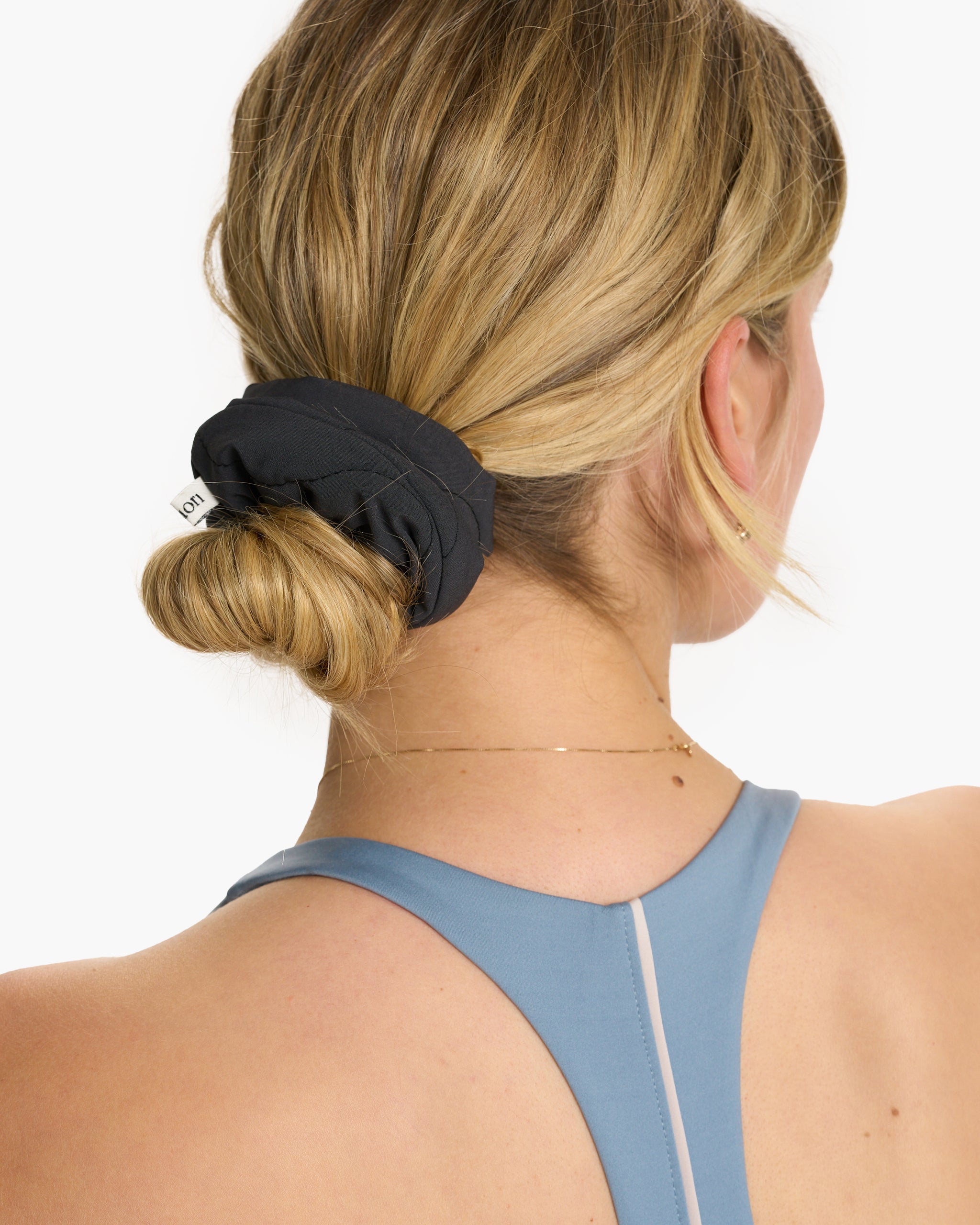 Quilted Puff Scrunchie | Black - Image 2