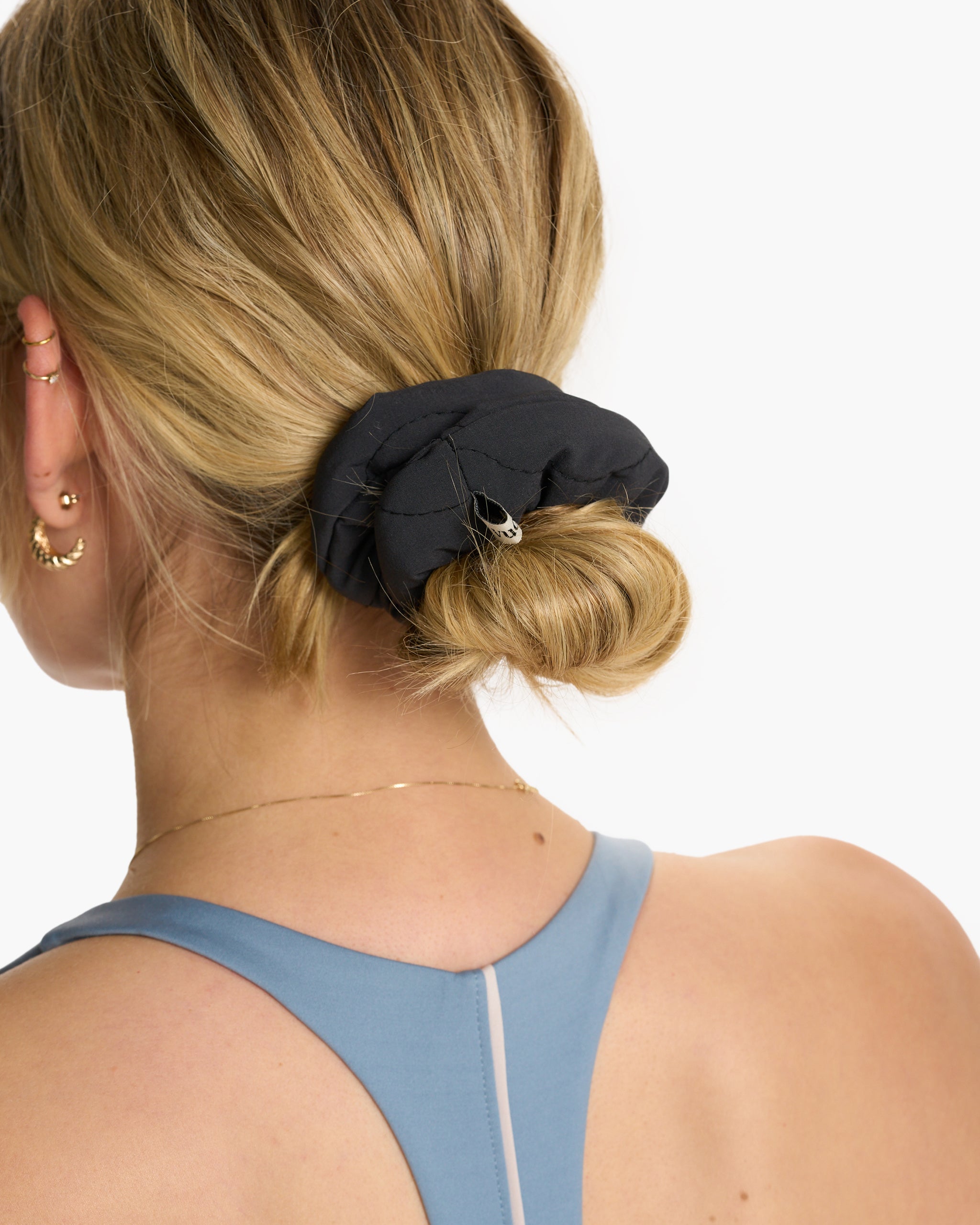 Quilted Puff Scrunchie | Black - Image 3